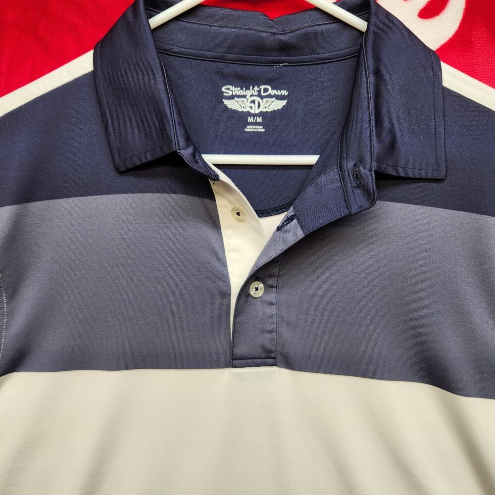 Straight Down Golf Polo Shirt Mens Medium Gray Blue Colorblock Performance...